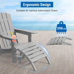 FONTOI Adirondack Ottoman, HDPE Plastic Adirondack Chair Footstool, All Weather Outdoor Footrest for Patio, Backyard, Lawn, Fire Pits, Grey