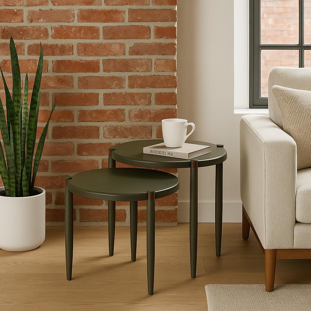 Leick Home Redonda Bay Side Tables 2 Pack, Urbane Bronze, Small Table 21.6 in H x 19.7 in W, Large Table 23.6 in H x 21.6 in W, 228361-BRZ
