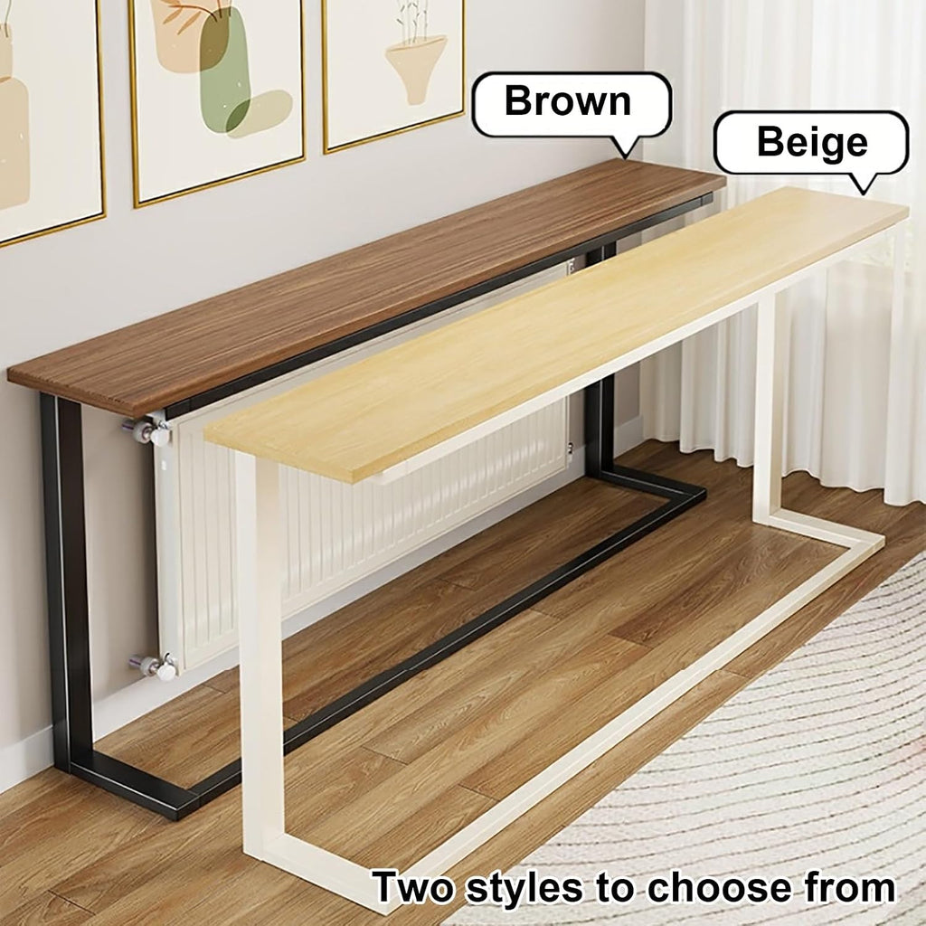 Over Radiator Shelf, Long Radiator Side Table, Sofa Table Behind Couch for Home Living Room Bedroom Office, Small Footprint(Brown,160x20x80cm/63x8x31in)