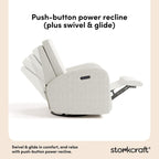 Storkcraft Santa Monica Power Recliner Swivel Glider (Ivory Boucle) – Effortless Electronic Power Recline, USB-A & USB-C Charger