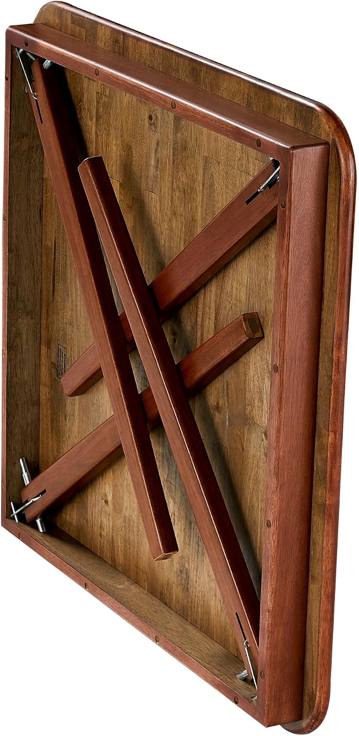Stakmore Classic Straight Edge Square Wood Folding Table, 32x32, Fruitwood | Foldable Card Table, Wooden Tabletop Furniture for Cards, Board Games, Dining, and Extra Seating
