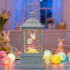 Easter Snow Globe, Easter Decorations for The Home, Lighted Glitter Bunny Snowglobe Lantern for Spring Home Decor