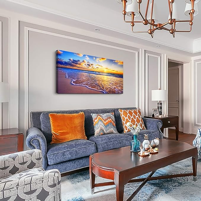 Wall Art for living room Canvas Print Artwork Wall Art Decor Blue ocean waves sun seaview Poster painting bedroom wall decorations Seascape Canvas Prints Picture Office Works Home bathroom wall decor