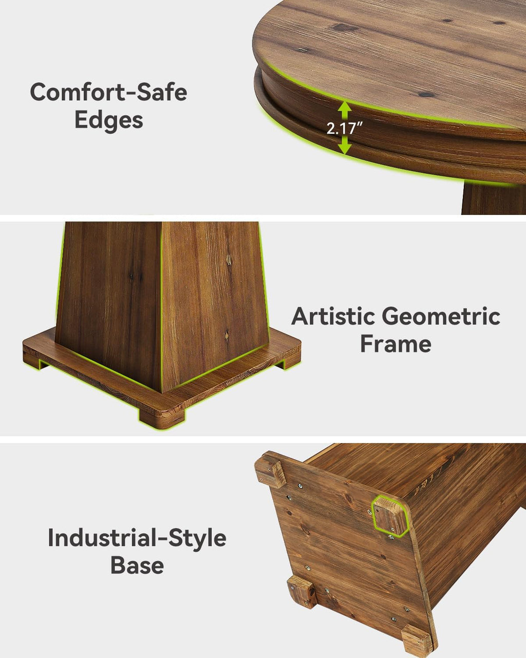 LITTLE TREE Solid Wood Round Dining Table, 31.5" Small Kitchen Table for 2, Modern Farmhouse Dinner Table for Dining Room, Kitchen, Living Room, Artistic Geometric Base, Table Only (Rustic Brown)