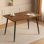 Modern Rectangular 51" Dining Table with Sturdy Metal Legs, Wooden Kitchen Table for 4, Small Space Dining Room Furniture for Apartment, Condo, Breakfast Nook, Brown