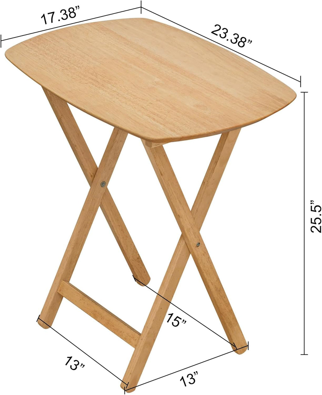eHemco Hardwood Folding TV Tray Tables, 25.5 Inches, Set of 2 | Oversized, Natural, For Eating