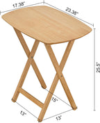 eHemco Hardwood Folding TV Tray Tables, 25.5 Inches, Set of 2 | Oversized, Natural, For Eating