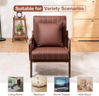 HOMMPA Mid-Century Modern Accent Chair, Comfy Reading Armchair with Solid Wood Frame & Lumbar Pillow, Upholstered Linen Lounge Chair with Side Pocket for Living Room, Bedroom,Balcony (Brown)