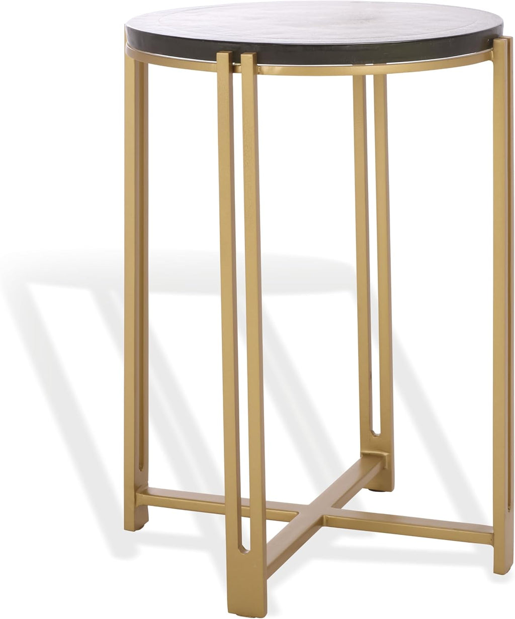SAFAVIEH Couture Collection - Levitt Cast Glass Top Accent Table, Sculptural Modern Side Table, Brass Finish Base, Fully Assembled (SFV7916A)