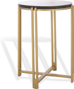 SAFAVIEH Couture Collection - Levitt Cast Glass Top Accent Table, Sculptural Modern Side Table, Brass Finish Base, Fully Assembled (SFV7916A)