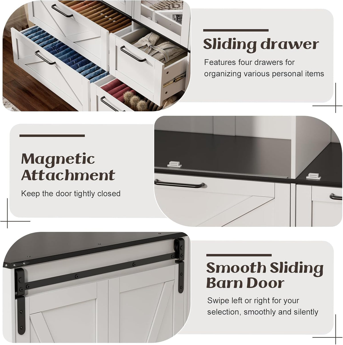 PAKASEPT Armoire Wardrobe Closet with w/Folding Sliding Barn Door