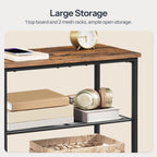 HOOBRO End Table, 3-Tier Narrow Side Table with Charging Station, Nightstand with 2 Flat or Slant Adjustable Shelves for Small Spaces, Living Room, Bedroom, Rustic Brown and Black BF23UBZ01G1
