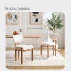 Boucle Dining Chairs Set of 2, Modern Upholstered Kitchen Chairs with Solid Wood Legs, Mid Century Teddy Fabric Dining Room Chairs with Curved Backrest, Armless Side Chairs for Small Spaces, Beige