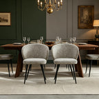 Dining Chairs Set of 6, Sturdy Metal Legs, High-Resilience Sponge, Non-Scratch Pads, for Kitchen, Dining Room, Living Room