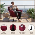 Welnow Lazy Chair for Living Room, Modern Reading Accent Chair with Armrests and a Side Pocket, Leisure Upholstered Lazy Sofa for Small Space, Bedroom, Dorm, Burgundy