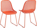 Modern Dining Chairs Set of 2, Stable Plastic Kitchen Chairs with Metal Sled Base for Dining Room (Blood Orange)