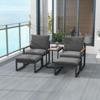 Tangkula Patio Ottoman Footrest, 220 LBS Capacity Outdoor Foot Stool with Cushion, All-Weather Aluminum Frame Footrest for Patio Furniture, Grey