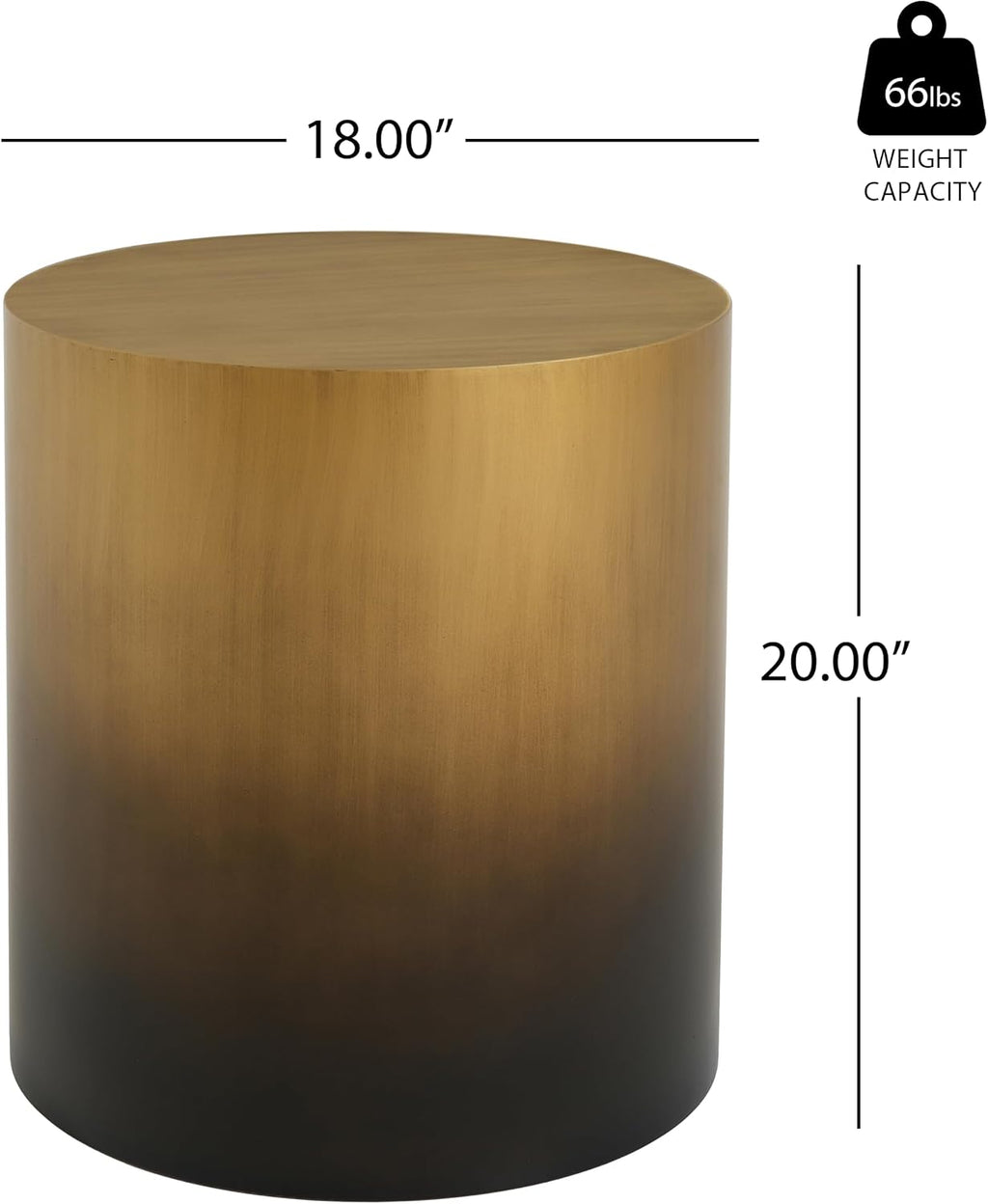 Merax 2-Piece Ombre Gradient Brass Black Iron Drum Table Set | Round Cylindrical Coffee Table & Side Table Combo for Living Room