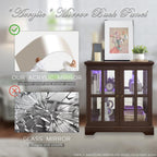 32" H LED Accent Curio Cabinet with 7 Color Lights for Collectibles, Modern Storage Cabinet with Tempered Glass Doors, Sideboard Buffet Case with Smartphone-Controlled Lights (Dark Cherry)