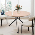 DUOMAY 47'' Round Dining Table for 4-6 Person, Mid-Century Modern Solid Wood Dining Room Table, Dinner Table with Intersecting Pedestal Metal Base for Kitchen, Office, Living Room, Natural