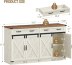 Hzuaneri Kitchen Storage Cabinet, Buffet Cabinet with Storage, Modern Farmhouse Sideboard Cabinets with Drawer, 55.1" Coffee Bar Cabinets with Doors & Adjustable Shelves, for Kitchen, White Brown