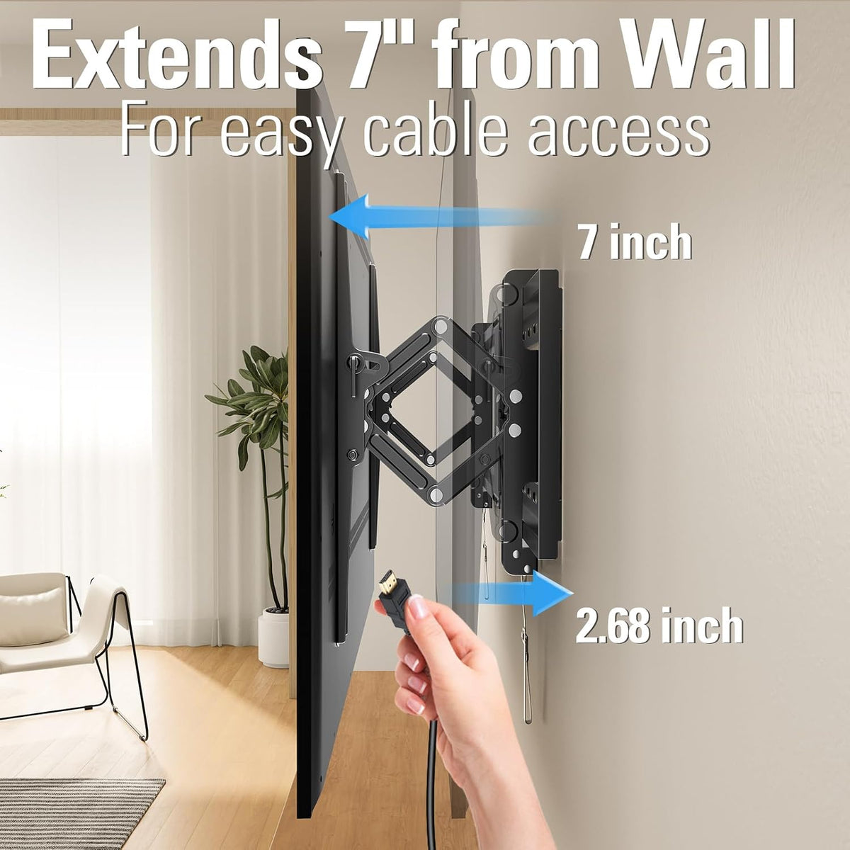 Mounting Dream Advanced Tilt TV Wall Mount for Most 42-90 Inch Flat TV | Universal TV Wall Mount Bracket with Full Extension up to 7 inch, Fits 16", 24", 32" Studs, Max VESA 800x400mm and 120LBS