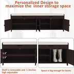 HOMEFORT 54.4" Shoe Bench with Lift Top Storage, Entryway Bench with Cushioned Seat, Wooden End of Bed Bench, Shoe Cabinet Bench with Hidden Storage Space, for Bedroom, Hallway,Espresso