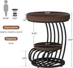 Tribesigns Round End Table, 2-Tier Farmhose Wood Side Table with Shelf Storage, Small Sofa Side Bedside Nightstand, Arc-Shaped Frame Accent Furniture for Living Room, Rustic Brown