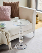 Acrylic End Table Set of 2, 16" x16" x 23" Modern Pedestal Acrylic Side Table, Clear Round Martini Table for Living Room Bedroom Small Spaces
