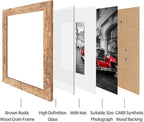 11x14 Picture Frame Set of 4, High Definition Tempered Glass 11 x 14 Frames Display 8x10 Pictures with Mat, Mixed Color Wood Photo Frame Wall Mounting