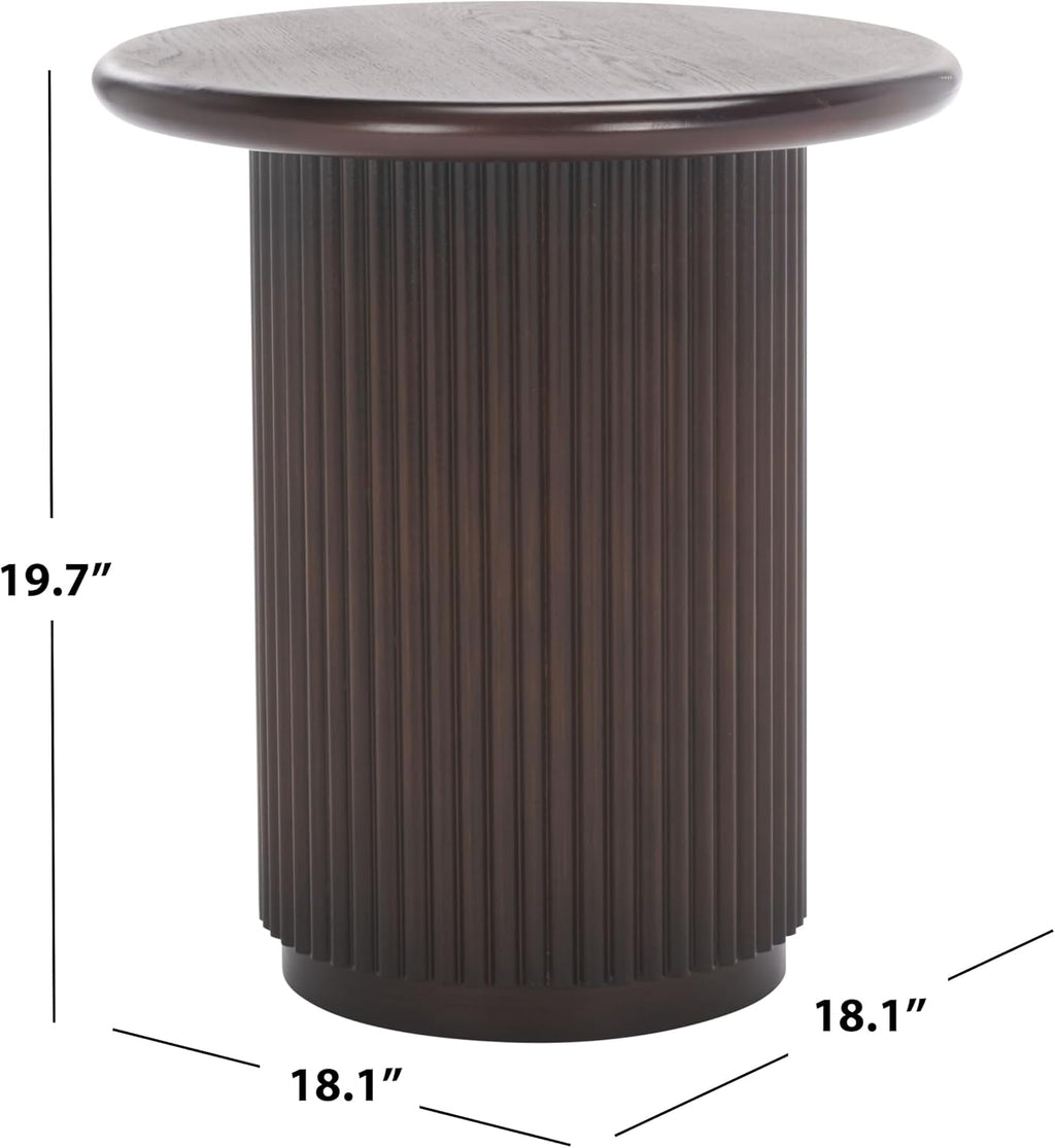 SAFAVIEH Home Collection Agami Dark Brown Round Top Pedestal End Table (Fully Assembled)