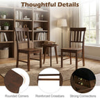 COSTWAY Wood Dining Chairs Set of 4, Solid Rubber Wood Kitchen Side Chair w/Wide Contoured Seat & High Back, Armless Farmhouse Accent Chairs for Kitchen, Living Room, Small Dining Nooks (Dark Brown)
