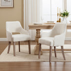 Dining Chairs Set of 2 Linen Upholstered Accent Kitchen Chair with Hollow Back/Padded Seat/Wood Legs for Dining Room Restaurant Home Decor, Beige