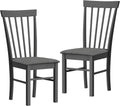 HOMCOM Wooden Dining Chairs Set of 2 Farmhouse Black and Gray | Upholstered Kitchen Chairs, Rubber Wood Frame, for Living Room, Dining Room