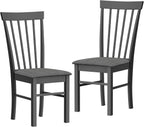 HOMCOM Wooden Dining Chairs Set of 2 Farmhouse Black and Gray | Upholstered Kitchen Chairs, Rubber Wood Frame, for Living Room, Dining Room