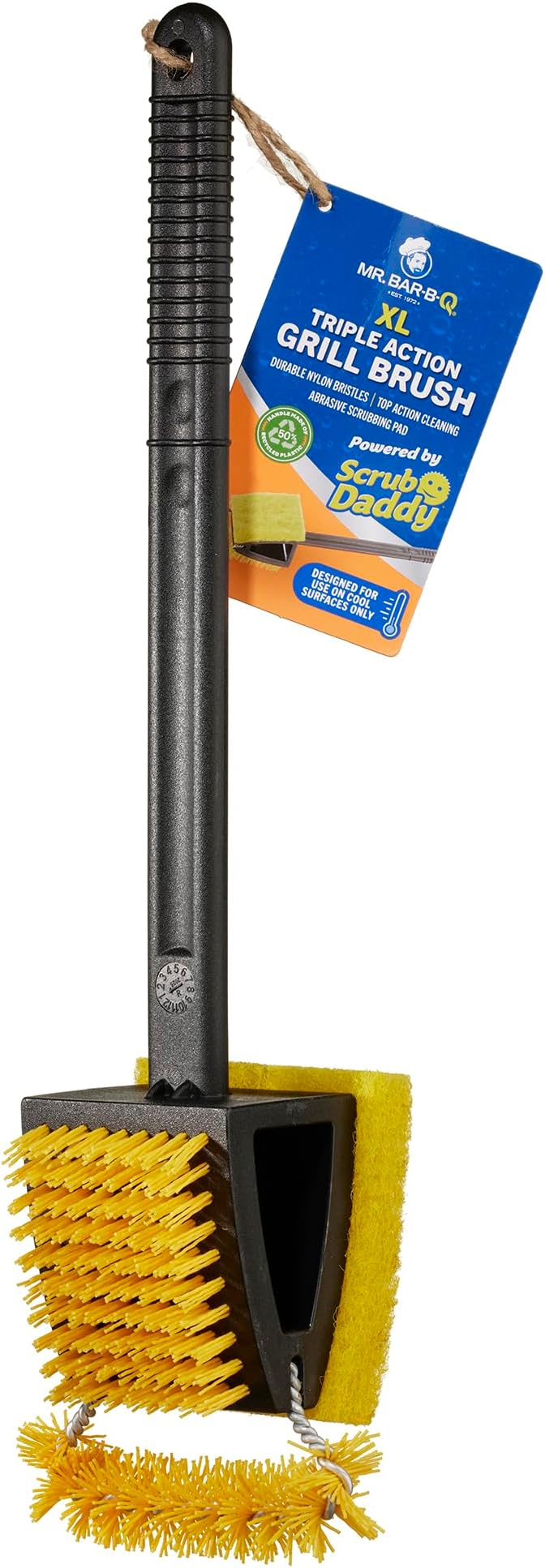 Mr. Bar-B-Q XL Triple Action Grill Brush Powered by Scrub Daddy