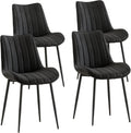 VECELO Dining Chairs Set of 4, Velvet Fabric & Metal Frame, Mordern Style for Kitchen, Living Room,Offcie, Black