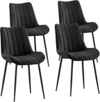 VECELO Dining Chairs Set of 4, Velvet Fabric & Metal Frame, Mordern Style for Kitchen, Living Room,Offcie, Black