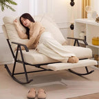 92cm Wide Double Rocking Chair,Featuring an Adjustable backrest and Retractable footrest, Suitable for Balconies, bedrooms, and Living Rooms Green