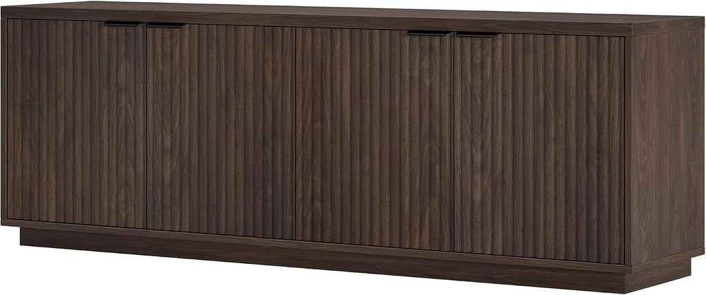 Henn&Hart 70" TV Stand for TVs up to 78", Rich Brown | Elegant ribbed doors, adjustable shelves, and cable cut-outs create stylish, clutter-free storage for any room