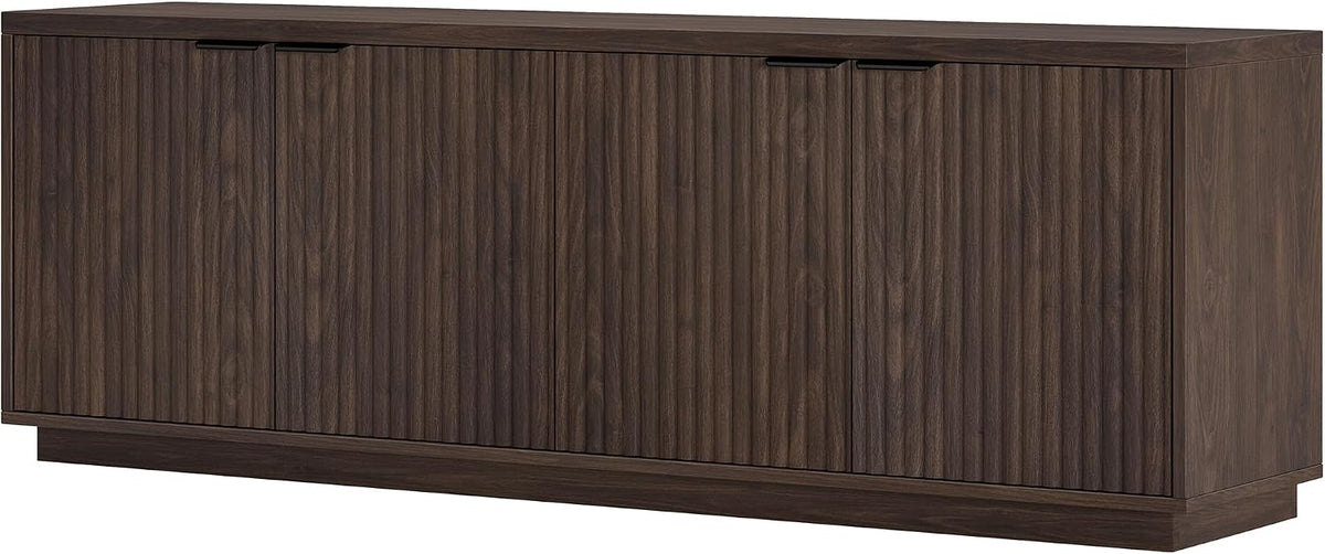 Henn&Hart 70" TV Stand for TVs up to 78", Rich Brown | Elegant ribbed doors, adjustable shelves, and cable cut-outs create stylish, clutter-free storage for any room