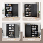 Yizosh Metal Pantry Cabinet,Tall Kitchen Pantry Storage Cabinet with Doors and Adjustable Shelves - 61" Black Cupboard Cabinet for Kitchen, Living Room,Dining Room,Home