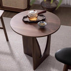 YUNMUAIR-Solid Wood Side Table Round End Table in Walnut Finish Wood Tabletop & Frame 19.68" Tall Farmhouse Side Tables Nightstand for Living Room,Bedroom,Brown