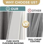 H.VERSAILTEX Linen Blackout Curtains 96 Inches Long, 100% Absolutely Blackout Thermal Insulated Textured Linen Look Curtain Draperies for Living Room with White Liner, 2 Panels, Dove Gray