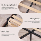 BedsPick Sleigh Queen Bed Frame with Wingback Headboard, Chenille Upholstered Bed Frame Queen Size with Button Tufted Scroll Footboard, Wood Slats Support/No Noise/Easy Assembly/No Box Spring Needed