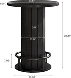 Tribesigns Round Bar Table, 39.4" H Wood Bistro Pub Table with Metal Ring Footrest for Dining Coffee Cocktail Living Room, Small Space, Black(Only Table)