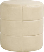 Spatial Order 18" Round Ottoman - Cream Faux Leather