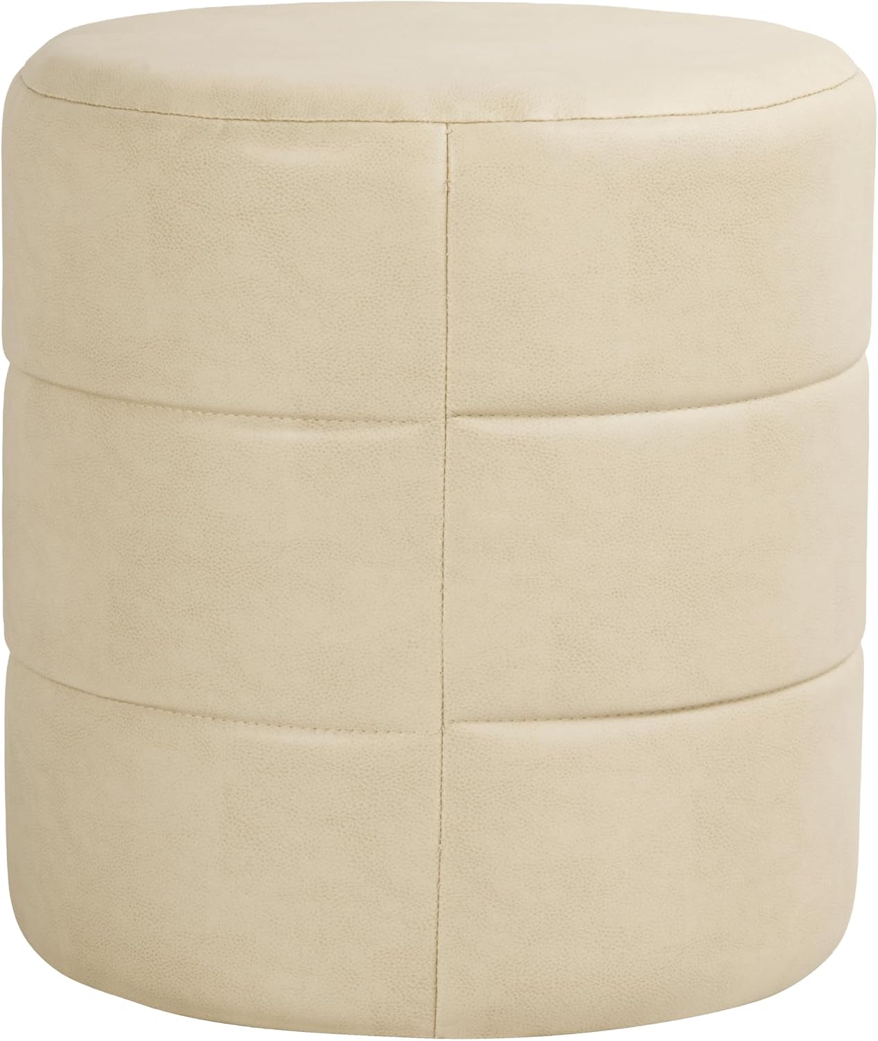 Spatial Order 18" Round Ottoman - Cream Faux Leather