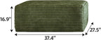 37.4 Inch Oversized Ottoman for Couch, Corduroy Upholstered Footrest with Compressed Memory Foam, Modular Sectional Cloud Pouf, No Assembly Required, DIY Combination, Green