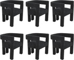 Boucle Barrel Side Chairs Set of 6, Modern Designed Upholstered Comfy Sherpa Fabric Accent Kitchen/Dining Chair, Kitchen Armchair for Living Room Dining Room Bedroom (Black, Set of 6)
